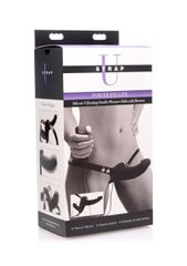 Power Pegger Double Strap-On Vibrator - Black-thumb-3