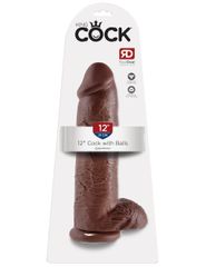 King Cock 12in Cock with Balls Brown