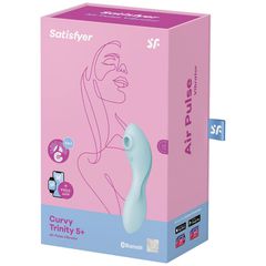 Satisfyer Curvy Trinity 5 Air Pulse Vibrator Blue App Controlled-thumb-1