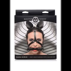 XR Master Dark Horse Pony Head Harness with Silicone Bit - Black