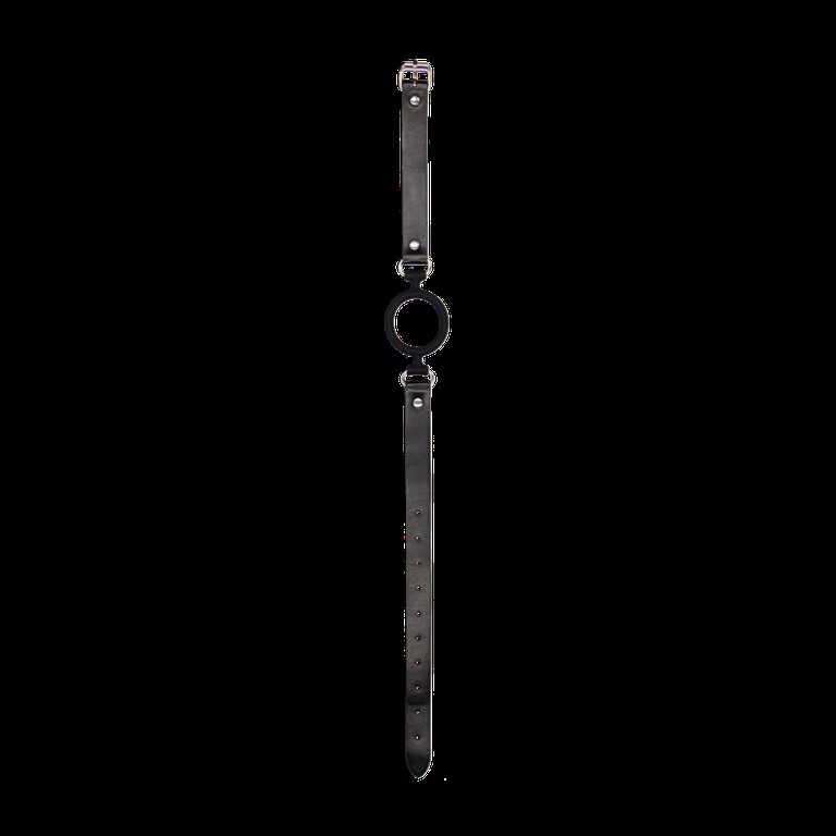 Ouch! Silicone Ring Gag with Leather Straps Black