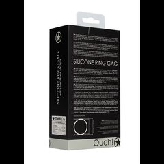 Ouch! Silicone Ring Gag with Leather Straps Black-thumb-4