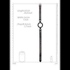 Ouch! Silicone Ring Gag with Leather Straps Black-thumb-1