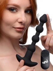 Vibrating Silicone Anal Beads & Remote Control - Black-thumb-4