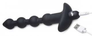 Vibrating Silicone Anal Beads & Remote Control - Black