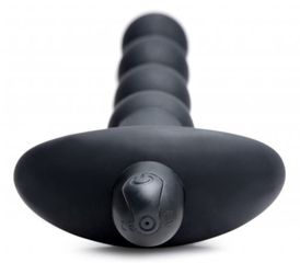 Vibrating Silicone Anal Beads & Remote Control - Black-thumb-1