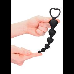 Ouch Anal Heart Beads - Black-thumb-6