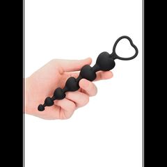 Ouch Anal Heart Beads - Black-thumb-2