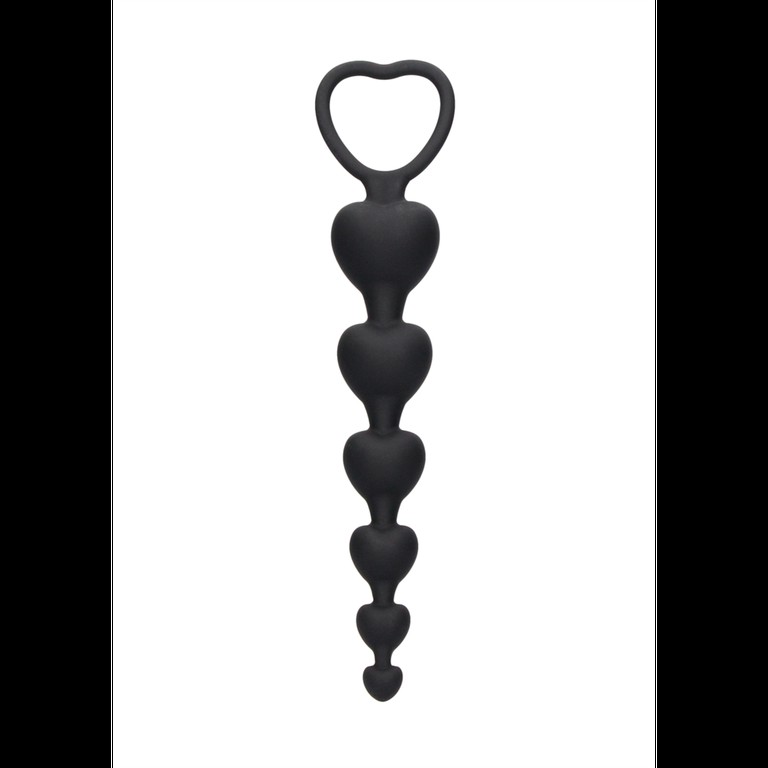 Ouch Anal Heart Beads - Black