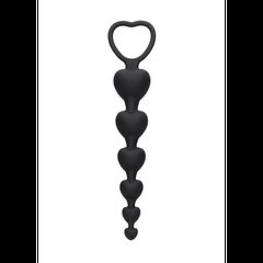 Ouch Anal Heart Beads - Black