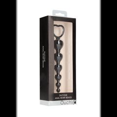 Ouch Anal Heart Beads - Black-thumb-4