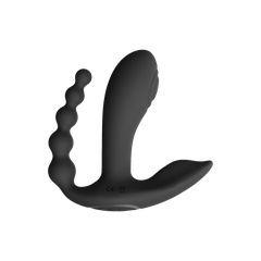 Kata - Pulse Wave & Vibrating Double Penetration Vibrator - Black-thumb-2