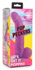XR BRANDS REALISTIC DILDO W/ TESTICLES PURPLE-thumb-1