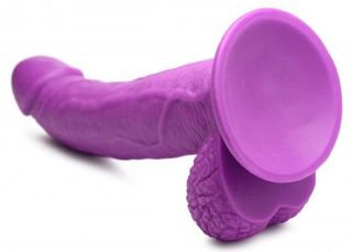 XR BRANDS REALISTIC DILDO W/ TESTICLES PURPLE-thumb-5