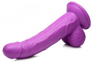 XR BRANDS REALISTIC DILDO W/ TESTICLES PURPLE-thumb-3
