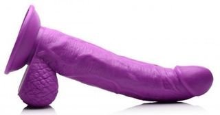 XR BRANDS REALISTIC DILDO W/ TESTICLES PURPLE-thumb-4