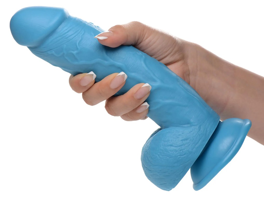 POP 8.25" Dildo with Balls - Blue
