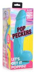 POP 8.25" Dildo with Balls - Blue-thumb-1