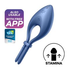 Satisfyer Bullseye Ring - Blue App Controlled-thumb-3