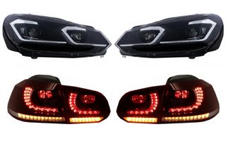 Φανάρια Set Για Vw Golf VI (6) 08-12 DRL & FULL Led Signal Dynamic Look Golf 7,5 Μαύρα  Πισινά Φανάρια Set Για Vw Golf VI (6) 08-12 Full Led eautoshop gr