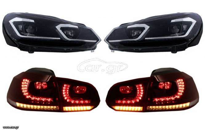 Φανάρια Set Για Vw Golf VI (6) 08-12 DRL & FULL Led Signal Dynamic Look Golf 7,5 Μαύρα  Πισινά Φανάρια Set Για Vw Golf VI (6) 08-12 Full Led eautoshop gr