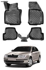 ΣΕΤ 4Χ ΠΑΤΑΚΙΑ ''ΣΚΑΦΑΚΙA 3D'' ΑΠΟ ΘΕΡΜΟΠΛΑΣΤΙΚΟ ΚΑΟΥΤΣΟΥΚ ΓΙΑ SKODA OCTAVIA II 1Z (2004-2013)