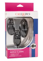 Calexotics - Recharchable Silicone Remote Nipple Clamps - Black-thumb-4