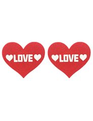 Red Glitter Heart-shaped Nipple Cover