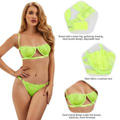 Neon Custom High Quality Beautiful Lingerie Lace Bra Set With Steel ring
