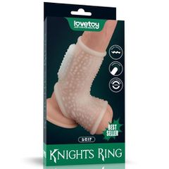 Vibrating Drip Knights Ring with Scrotum Sleeve (White)-thumb-2