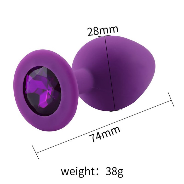 Small Silicone Butt Plug Purple With Purple Diamond