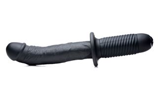 The Large Realistic - Silicone Vibrator with Handle - Black