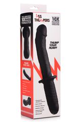 The Large Realistic - Silicone Vibrator with Handle - Black-thumb-4