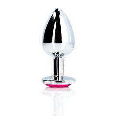 Heart Gem Butt Plug - Small - Silver/Rubellite Pink-thumb-7
