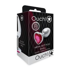 Heart Gem Butt Plug - Small - Silver/Rubellite Pink-thumb-8