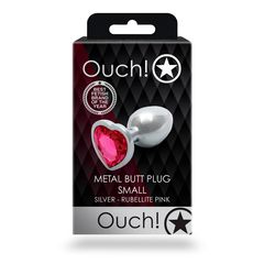 Heart Gem Butt Plug - Small - Silver/Rubellite Pink-thumb-6