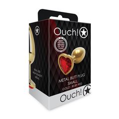 Heart Gem Butt Plug - Small - Gold/Ruby Red-thumb-8