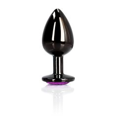 Heart Gem Butt Plug - Medium - Gunmetal/Amethyst Purple-thumb-6