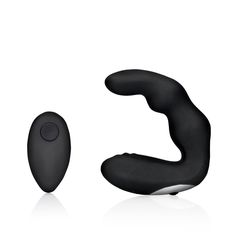 Bent Vibrating Prostate Massager with Remote Control - Black-thumb-5