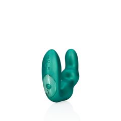 Bent Vibrating Prostate Massager with Remote Control - Metallic Πράσινο-thumb-1