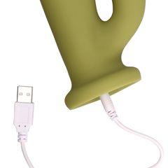 Ultra Soft Silicone Rotating Rabbit Vibrator - Spring Sage-thumb-3