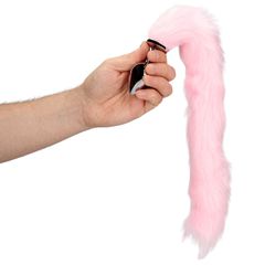 Light-up Fox Tail with Metal Butt Plug - Pink-thumb-6