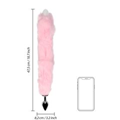 Light-up Fox Tail with Metal Butt Plug - Pink-thumb-5