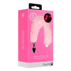 Light-up Fox Tail with Metal Butt Plug - Pink-thumb-1