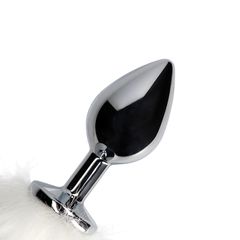 Light-up Fox Tail with Metal Butt Plug - White-thumb-7