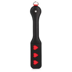 Ouch Hearts Paddle with Metal Anal Plug - Black-thumb-8