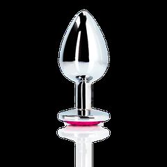 Heart Gem Butt Plug - Large - Silver/Rubellite Pink-thumb-5