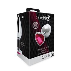 Heart Gem Butt Plug - Large - Silver/Rubellite Pink-thumb-7