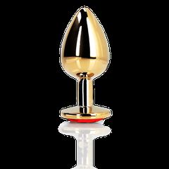 Heart Gem Butt Plug - Medium - Gold/Ruby Red-thumb-5