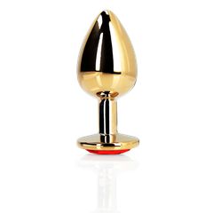 Heart Gem Butt Plug - Large - Gold/Ruby Red-thumb-5